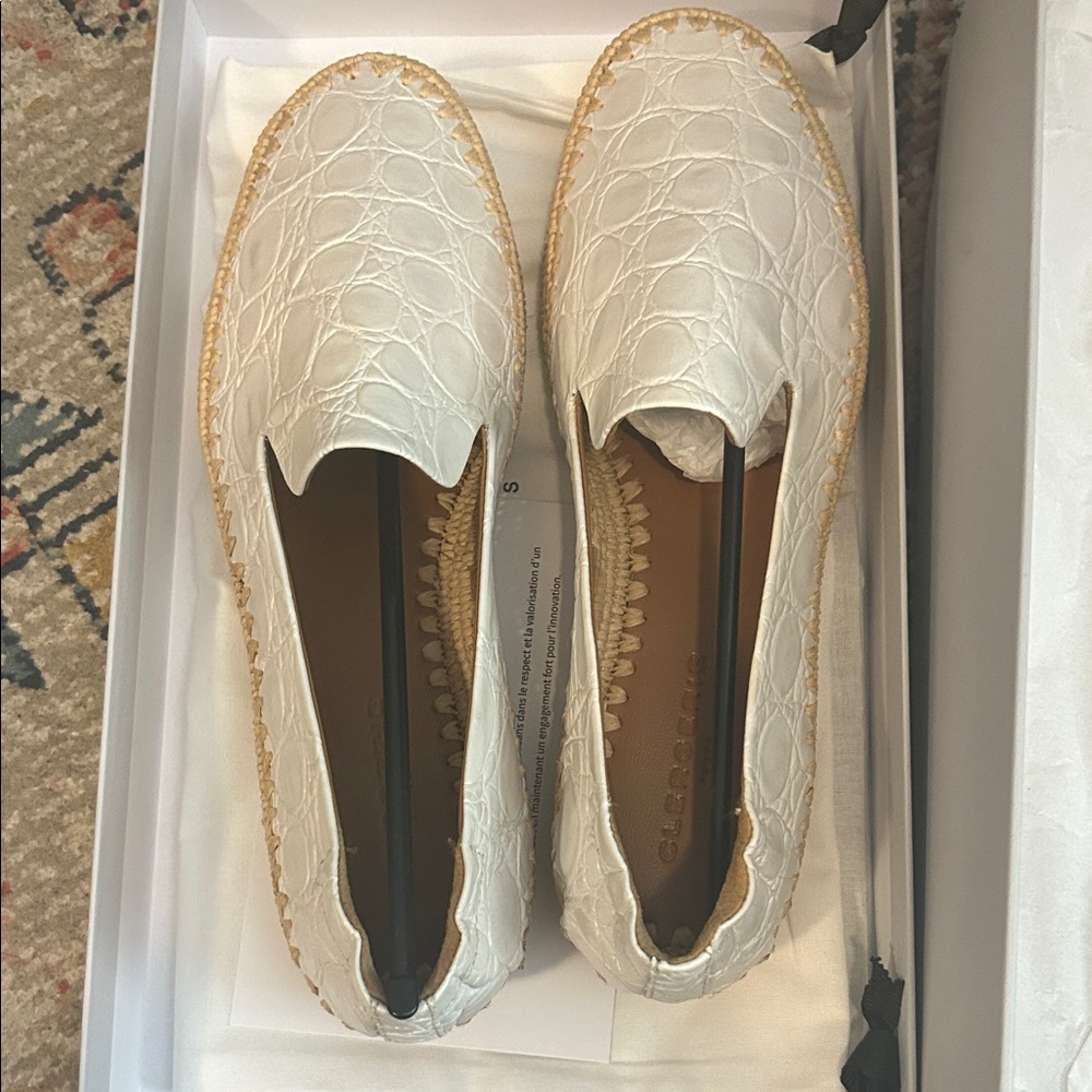 NWB Clergerie White Calfskin Leather Loafers for Women -size 38/7.5
